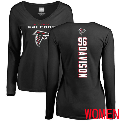 Atlanta Falcons Black Women Tyeler Davison Backer NFL Football #96 Long Sleeve T Shirt->nfl t-shirts->Sports Accessory